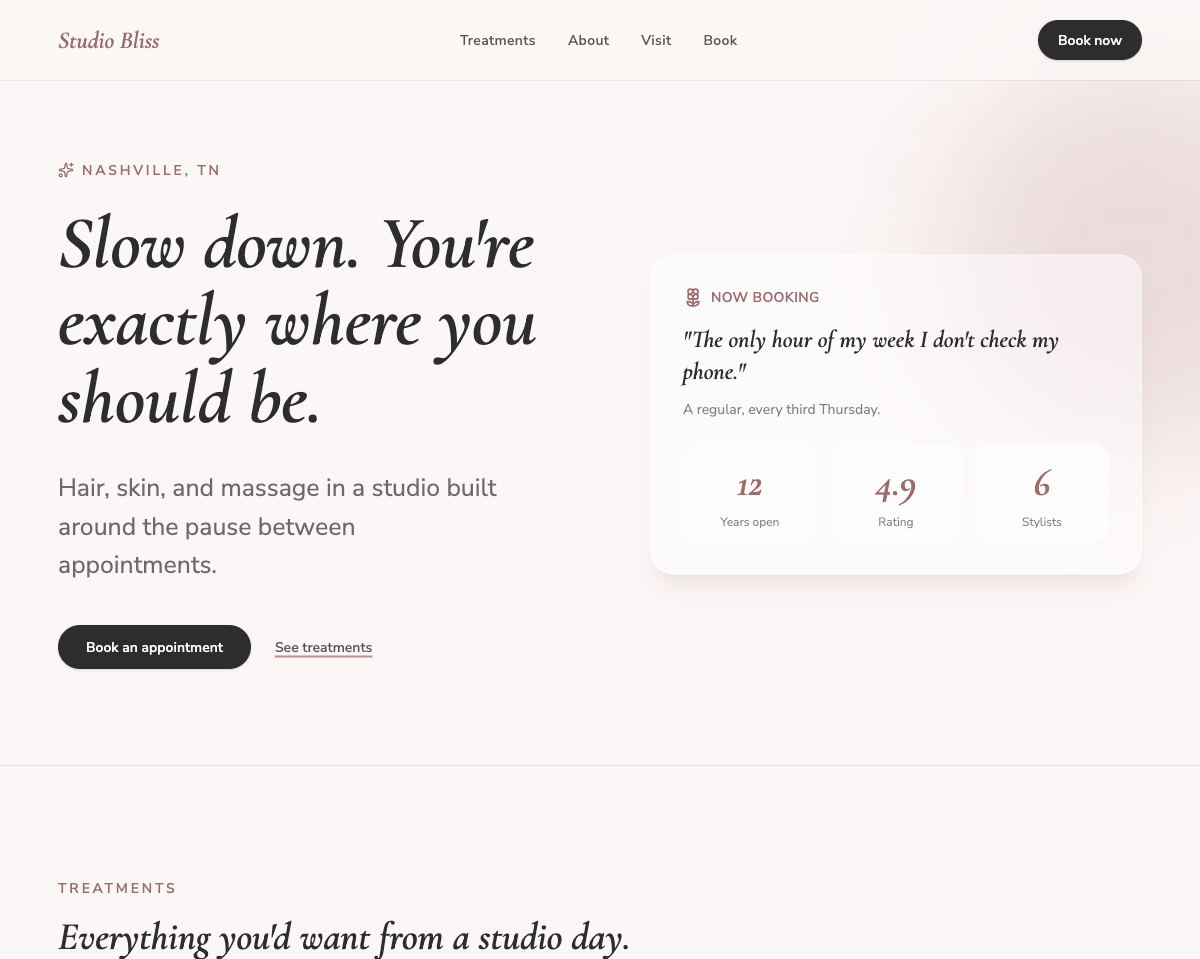 Studio Bliss homepage
